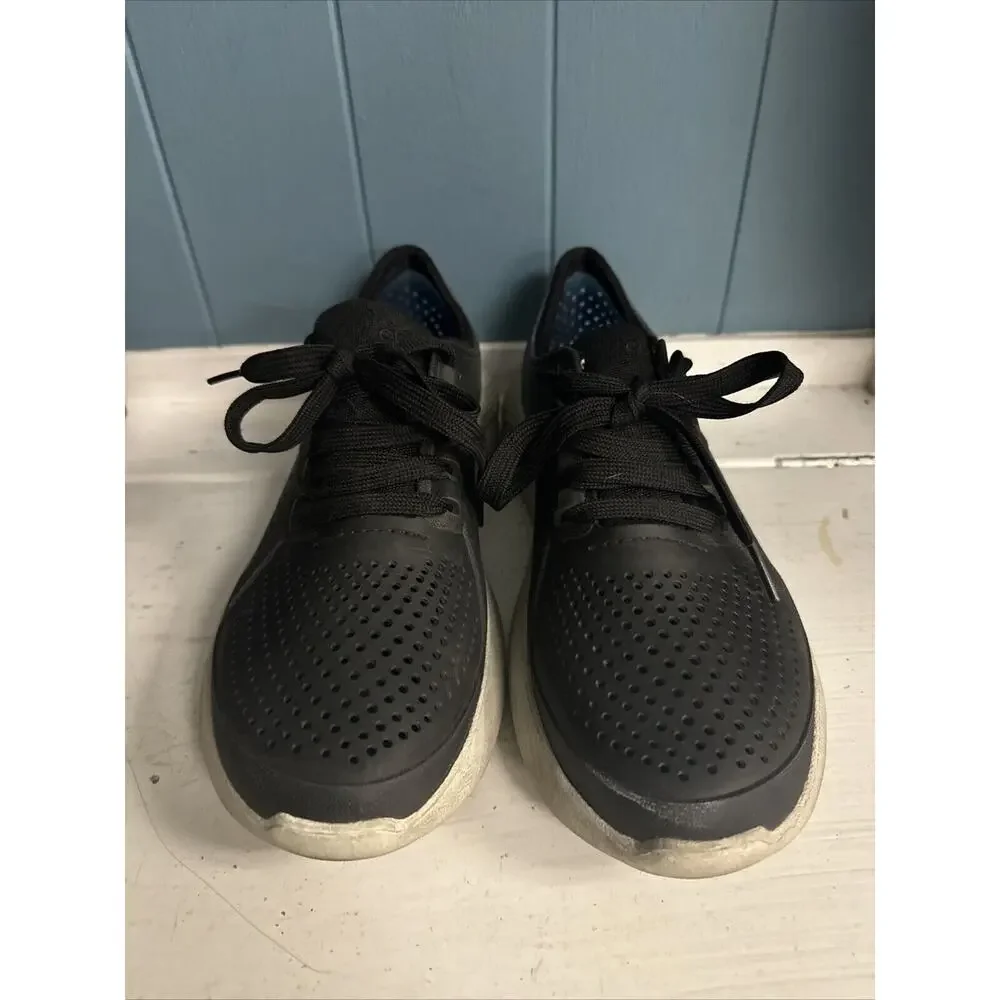 Crocs LiteRide Pacer Shoes Size 8 Lace Up Lightweight Breathable Comfort Blk Blu